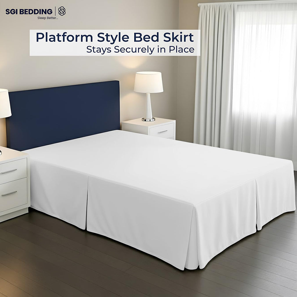 13 inch Drop Bed Skirt Full Size - Platform Style with Secure Fit, Classic Tailored Look, Elegant Pleated Style Dust