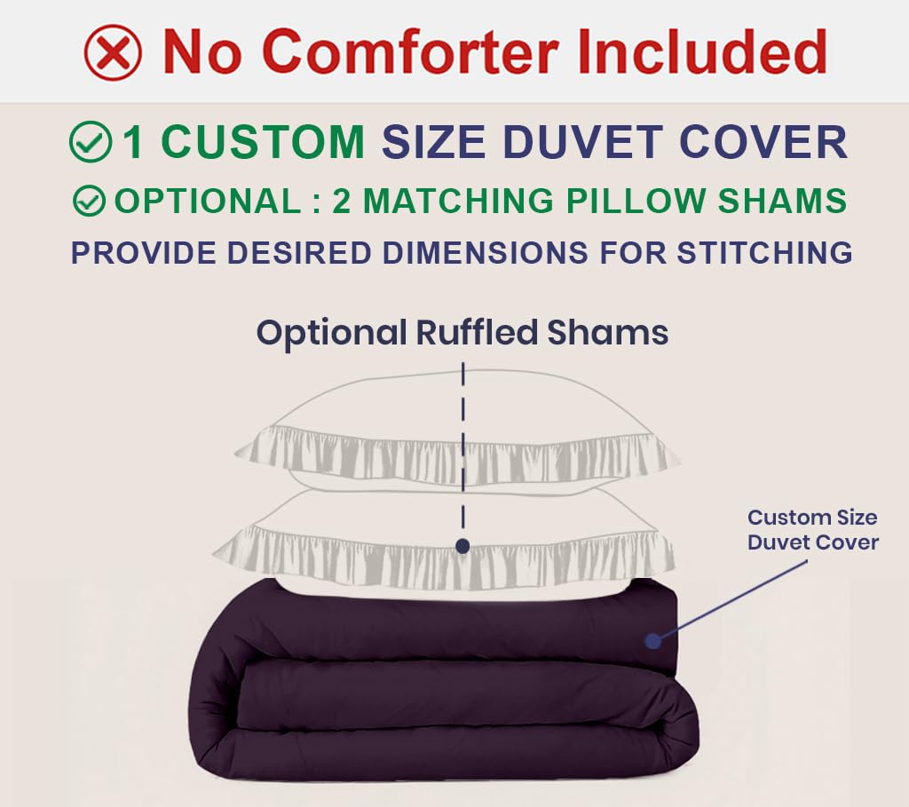 Custom Ruffle Trim Duvet Cover - 100% Egyptian Cotton, 600 Thread Count Decorative Comforter Cover (Desired
