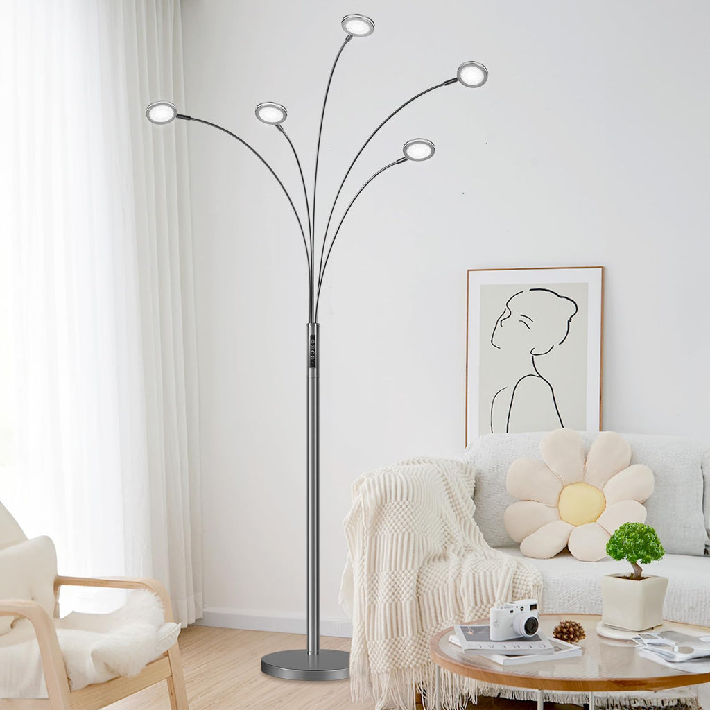 LED Arc Floor Lamp with Remote,2250LM Dimmable Floor Lamp with Timer