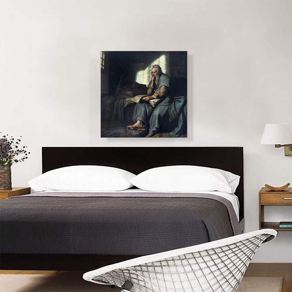 The Apostle Paul in Prison 1627 Canvas Art Print Stretched Framed Painting Picture Poster Giclee Wall Decor by