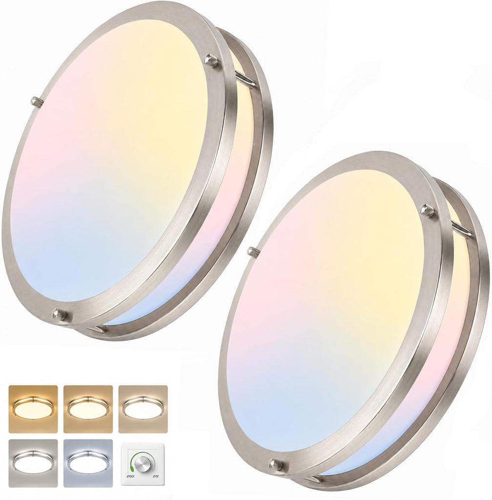 2-Pack 36W Dimmable LED Ceiling Light Fixtures Super Bright 3600LM, 12in Modern Flush Mount Ceiling Light