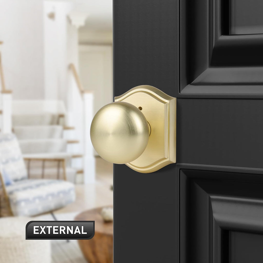 Privacy Door Knob Interior, Satin Brass, Zinc Alloy