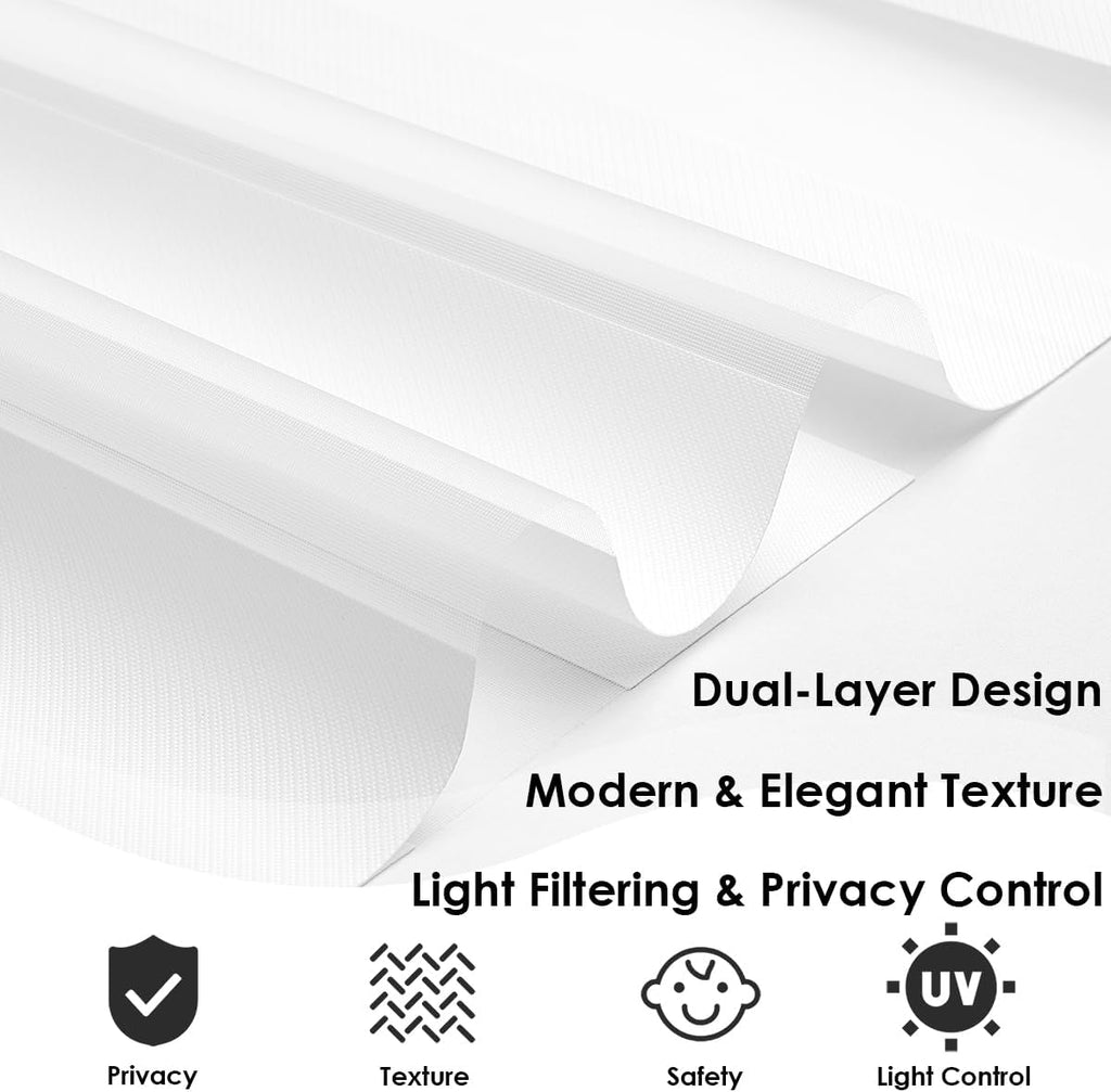 Cordless Zebra Blinds for Windows,Free-Stop Pull Down Roller Shades,Dual Layer Privacy for Day and Night,Light
