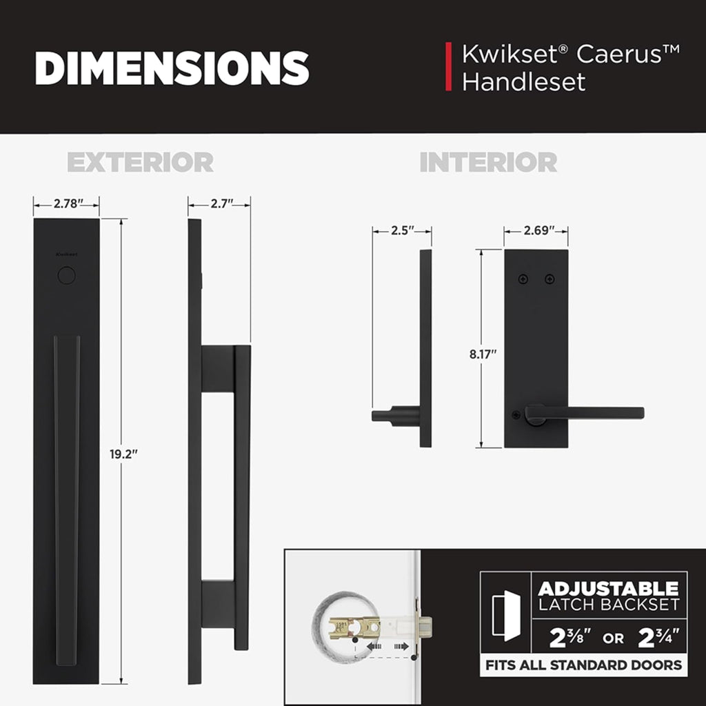 Caerus Front Door Lock Handle and Deadbolt Set, Entry Handleset Exterior with Interior Reversible Lever, Matte Black - Door Handleset