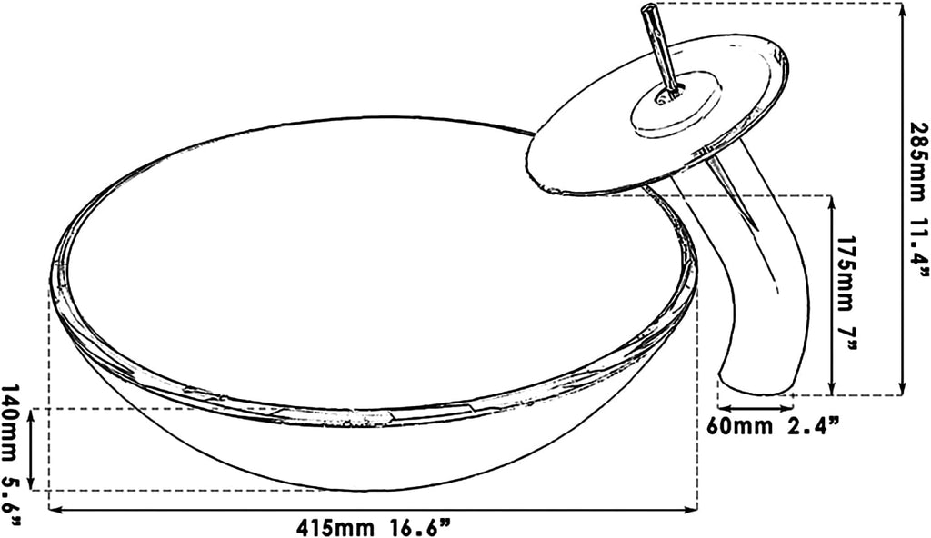 Red Glass Vessel Sink with Faucet and Drain Combo 16 Inch Tempered Glass Bathroom Sink Above Counter