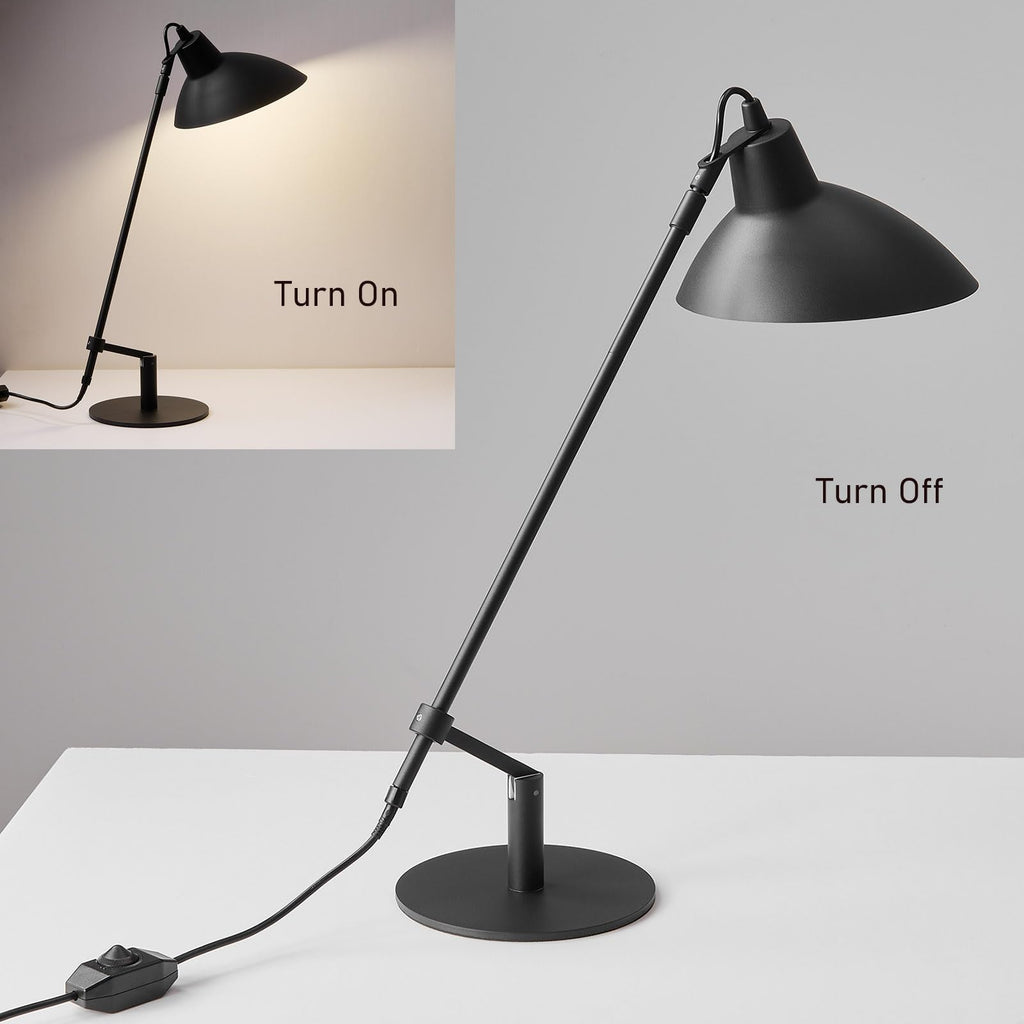 Desk Lamp Modern Industrial 100% Metal Adjustable Table Lamp 24", Natural Light (4000K) with Dimmer, Ideal Bedroom