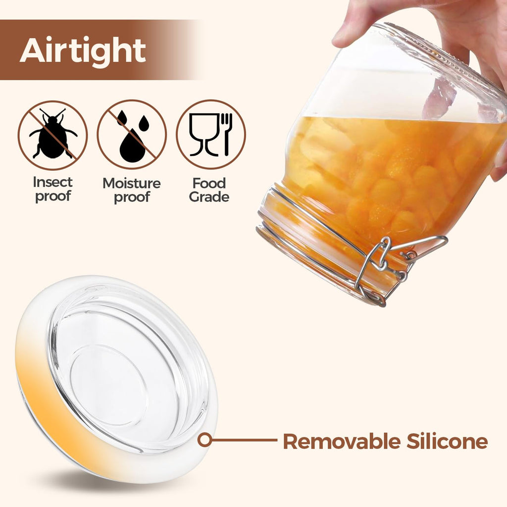 Square Glass Pantry Jars with Airtight Lids 34 oz 3 Pack Coffee