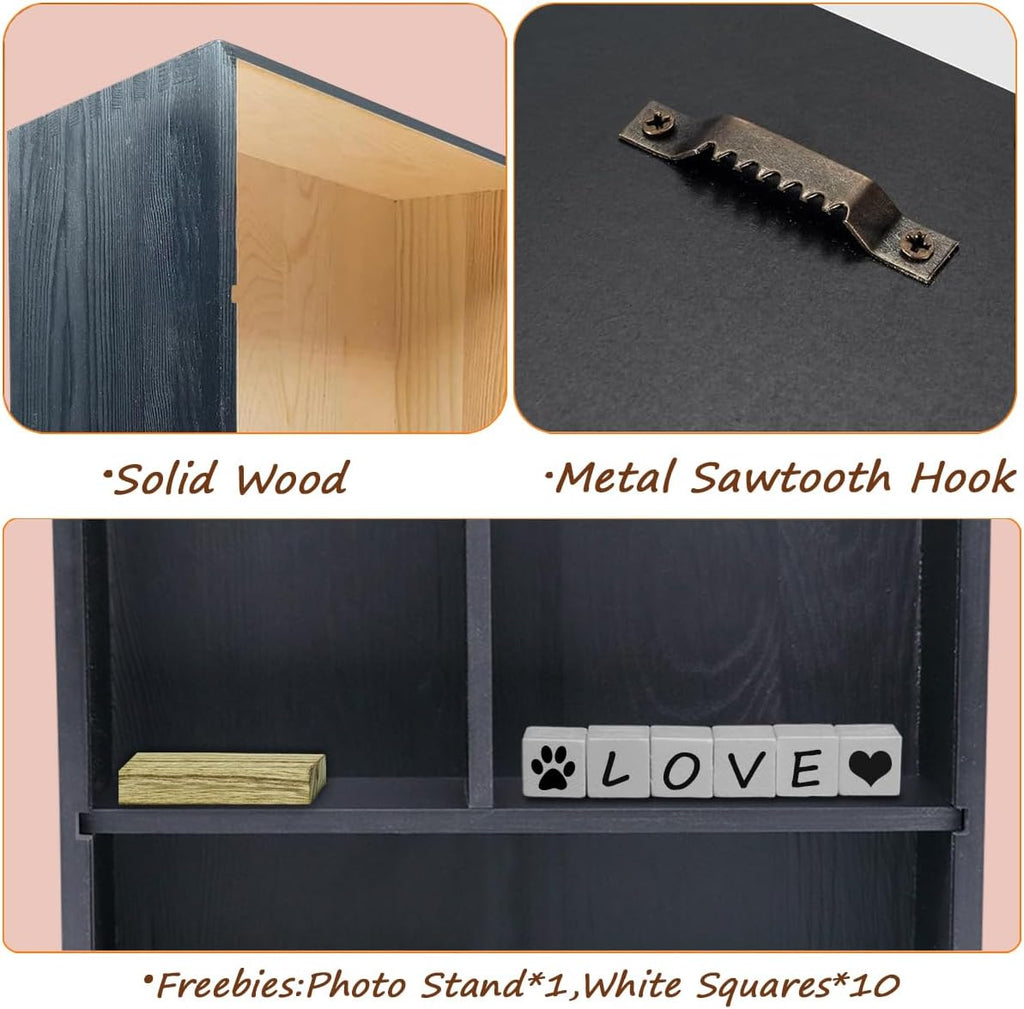 Solid Wood Pet Memorial Shadow Box Frame with Shelves