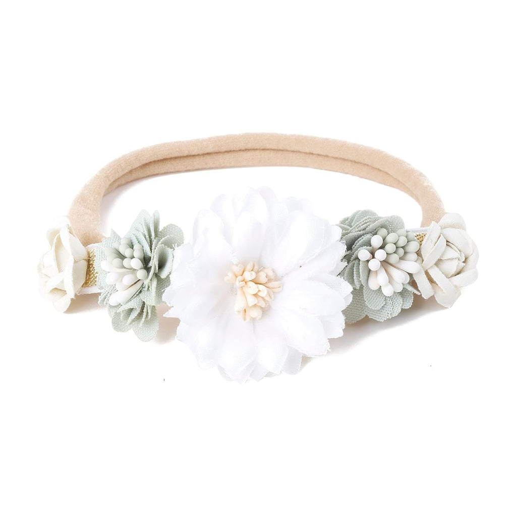 3pcs Baby Girl Headbands Flowers, Super Soft & Stretchy Nylon Floral Hairbands for Toddler