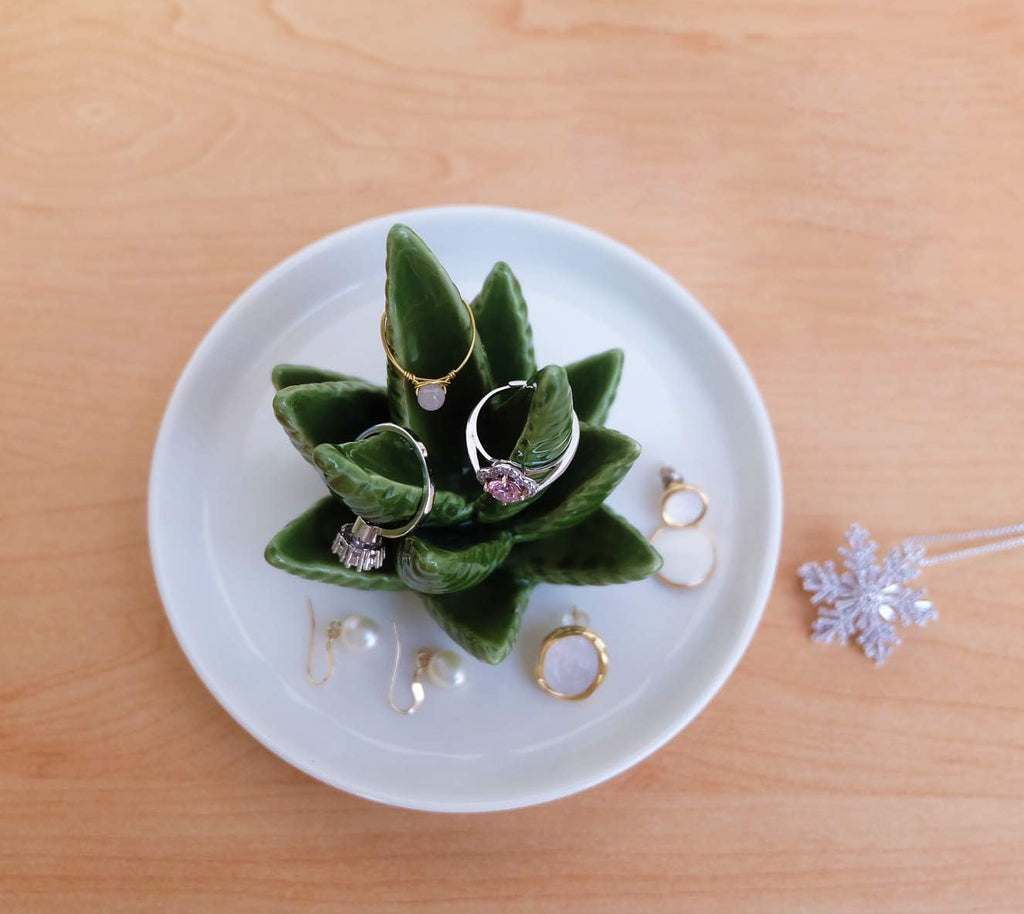Aloe Ring Holder,Cactus Ring Dish,Jewelry Holder Trinket Tray for Rings Earrings Necklace Organizer,Bridesmaid