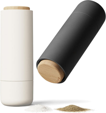 Non-Spill Salt and Pepper Grinder Set - Adjustable Ceramic Grinder - Minimalistic Spice Mill - Easy to Refill - Set of 2