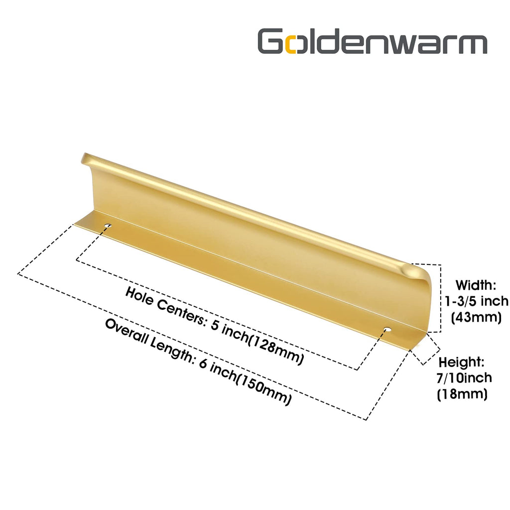 10 Pack 5 Inch Matte Gold Finger Pulls Cabinet Edge Pulls Brushed Brass Drawer Handles Edge Hardware Cupboard