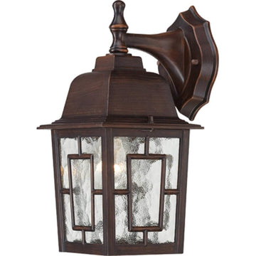 60/4922 Banyon One Light Wall Lantern/Arm Down 100 Watt A19 Max. Clear Water Glass Rustic Bronze Outdoor Fixture