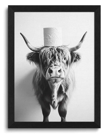 Funny Highland Cow Bathroom Wall Art, Framed Bathroom Pictures Wall Decor