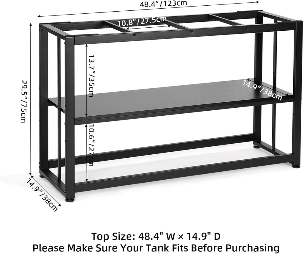 55-75 Gallon Fish Tank Stand, Metal Aquarium Stand, Black