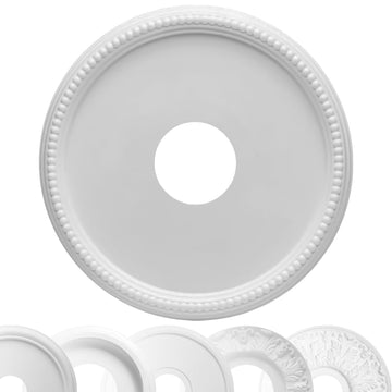 Ceiling Medallion (15.75′′ × 4′′ Center Hole) White Molded Plastic Beaded Medallion 15‐3/4′′ OD × 4′′ ID × 1′′ P.