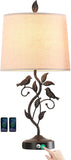 27" Touch Farmhouse Table Lamps with 3-Way Dimmable 2 USB Ports, Vintage Rustic Iron Leaf Nightstand