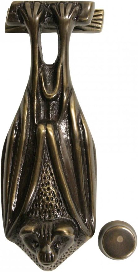 Bat Door Knocker Solid Brass Antique Finish 5 Inch Decorative Front Door Hardware with Mounting Screws