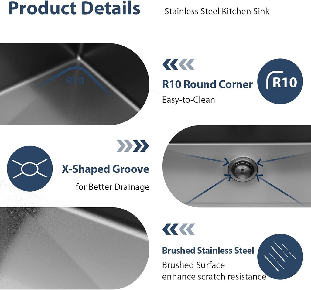 30 Undermount Black Stainless Steel - 30"x19" Undermount Gunmetal Black Workstation 16 Gauge Stainless Steel Single