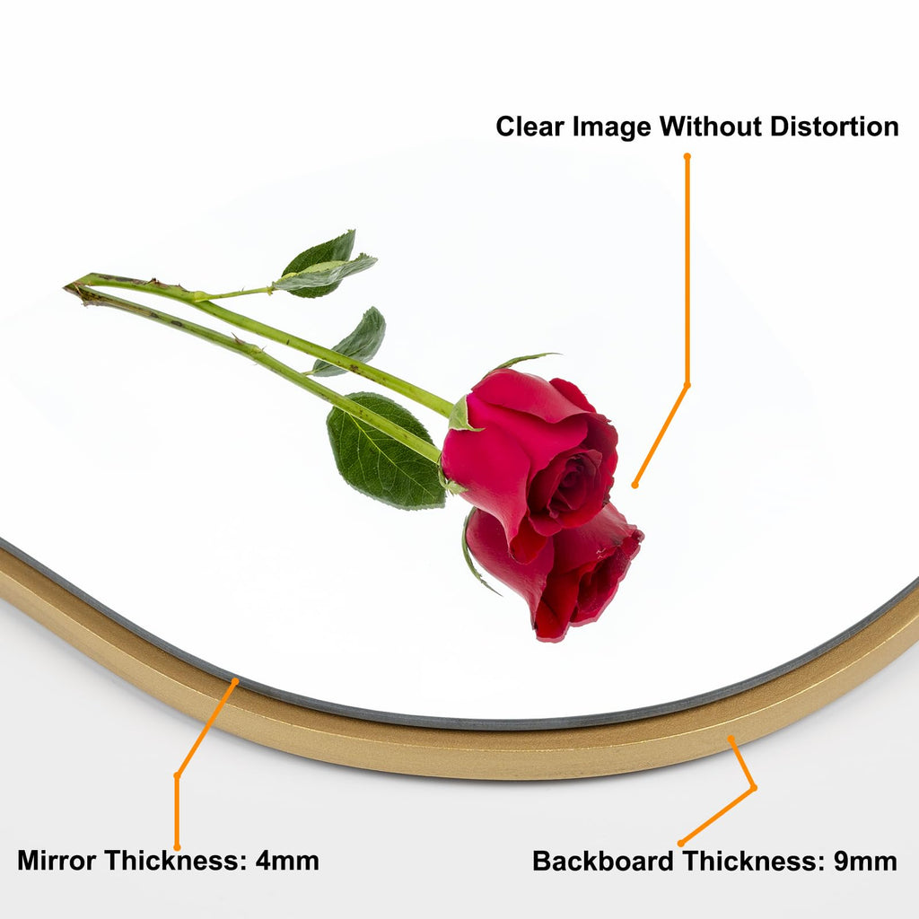 Irregular Asymmetrical Wall Mirror, 32x24 Inch Gold Mirror