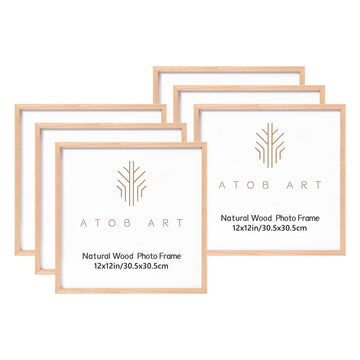 12x12 Solid Oak Wood Picture Frames, 6 Pack