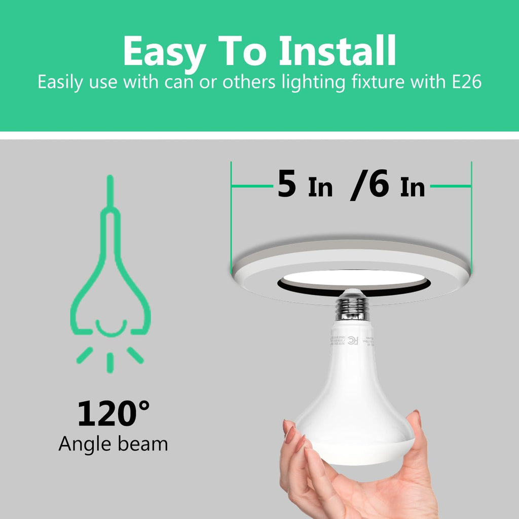 BR30 LED Light Bulbs Indoor Flood Light, 5000K Daylight White LED Bulb 65W Equivalent, Dimmable, E26 Base, 800LM