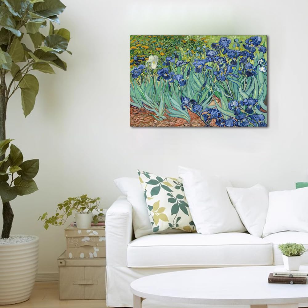 Van Gogh Irises Canvas Wall Art Irises Flower Garden Canvas Art Prints Famous Oil Painting Reproduction Pictures