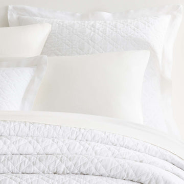Washed Linen White Solid Linen Quilted Sham, Dutch Euro