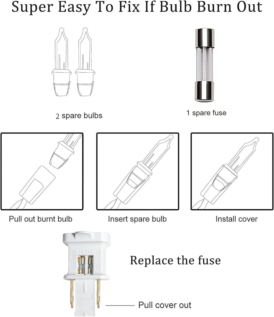 Christmas Snowflake Lights Outdoor,100 Count 8.5FT Connectable Waterproof Christmas Icicle Lights with 6 Drops Plug