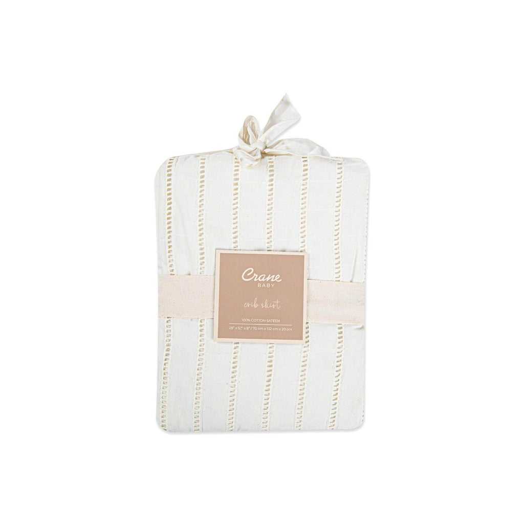 Wrap Around Bed Skirt for Crib, Cotton Crib Skirt for Boy's and Girl's Nursery, White, 28"w x 52"h x 16"d