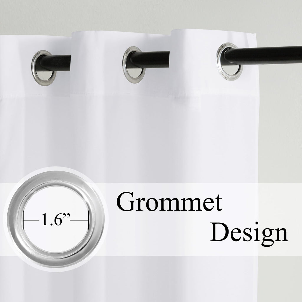White Non-See-Through Light Filtering Curtains, Semi Sheer Privacy Grommet Drapes, 78 Inches Long 2 Panels, Cat Proof