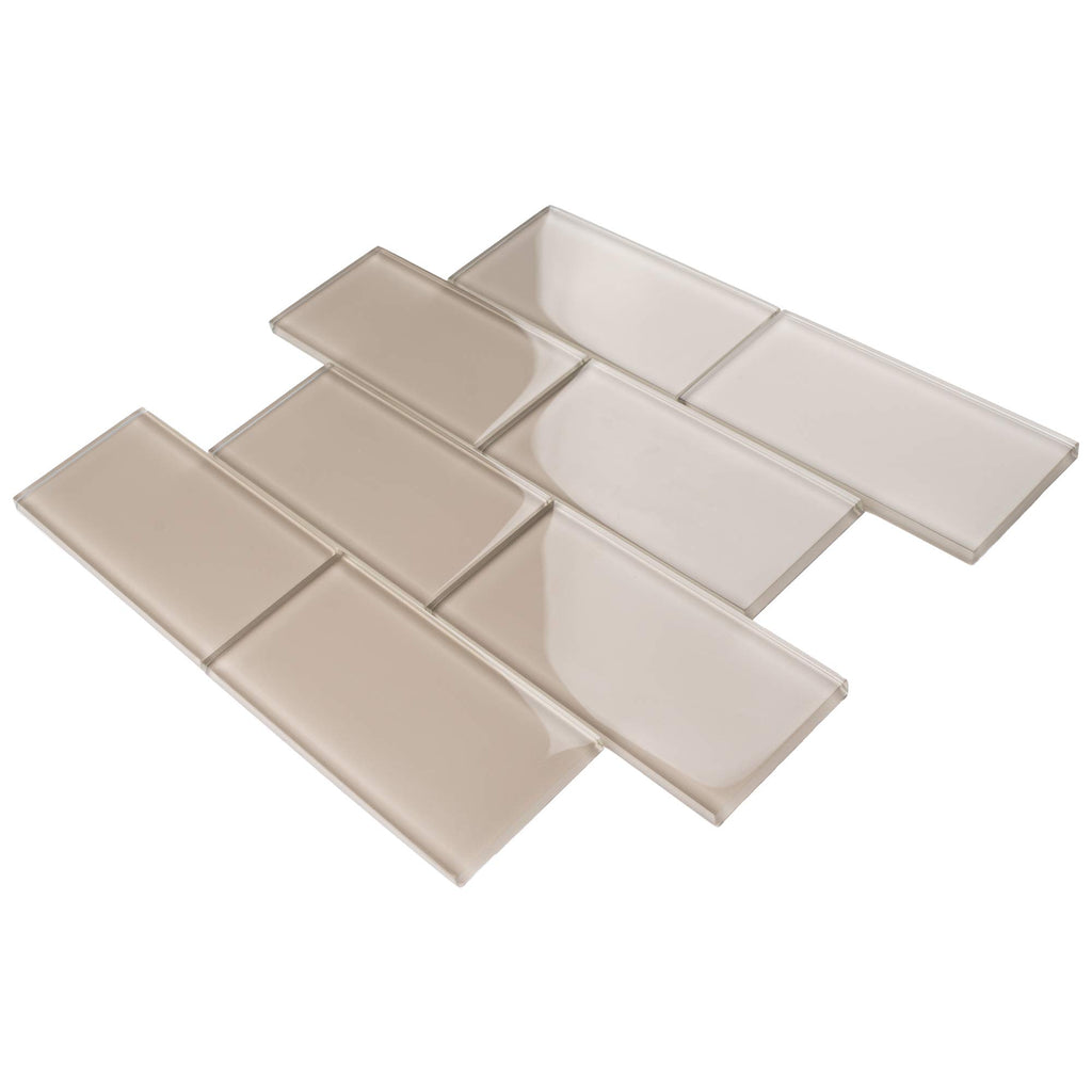3x6 Beige Glass Subway Tile -Kitchen and Bath Backsplash Wall Tile (80pcs=10sqt)