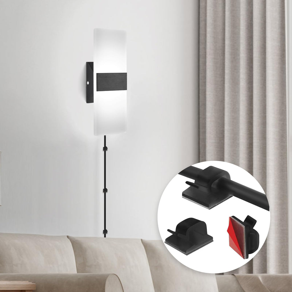 Plug in Wall Sconces with Adjustable 3000K-6500K Colors & 10%-100% Brightness, Wall Sconces Set of Two with Remote