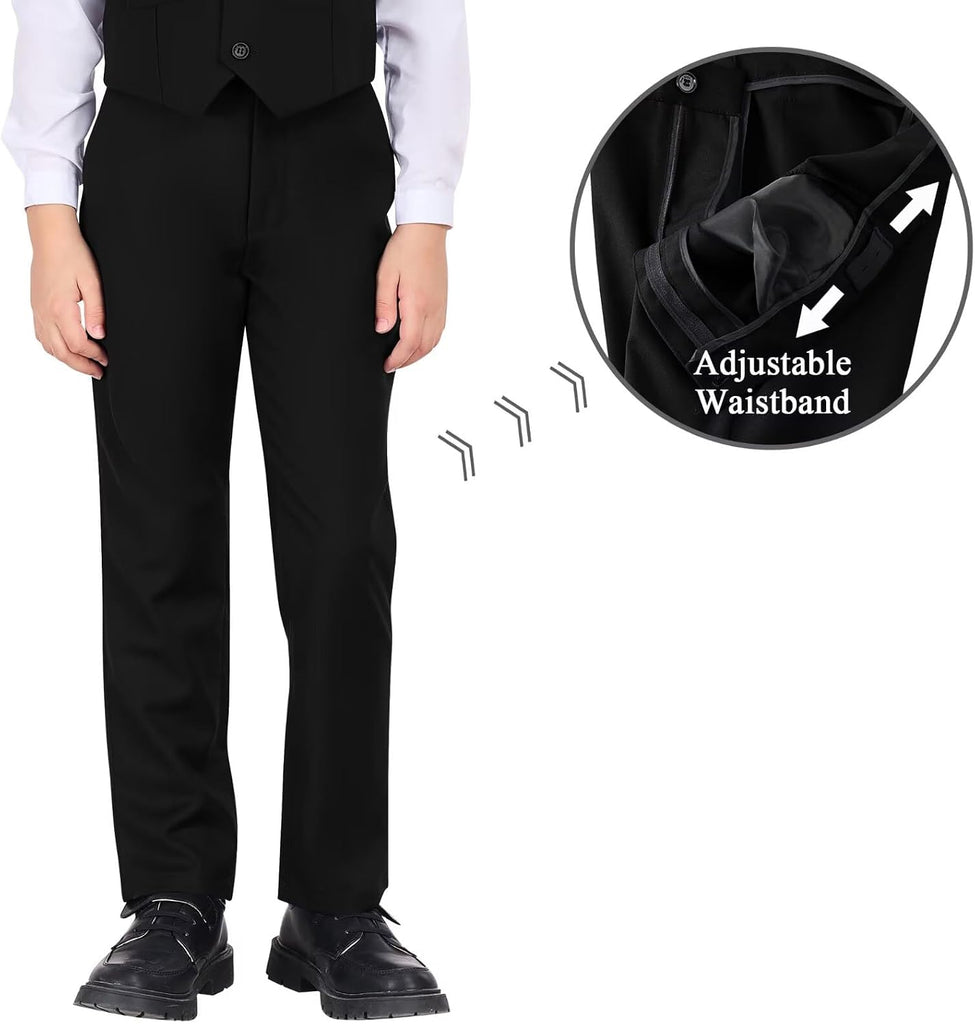 Boys Formal Suit Kids 5 Piece Suit Jacket Pants Set with Shirt Tie