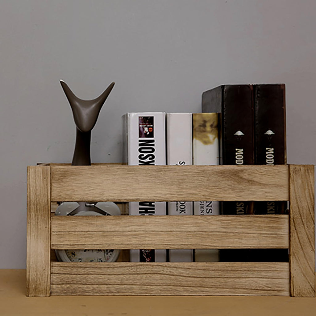 Set of 3 Wood Nesting Storage Crates with Handle, Rustic Farmhouse Decorative Wooden Crates Distressed Crates Storage