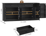 71” Large Sideboard Buffet Cabinet with Storage, Farmhouse Buffet Cabinet with Adjustable Shelves and 3 Door Shelves