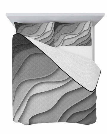 Quilt Sets Grey Modern Geometric Comforter Set Lightweight Soft Bedspread Coverlet Gray Abstract Beach