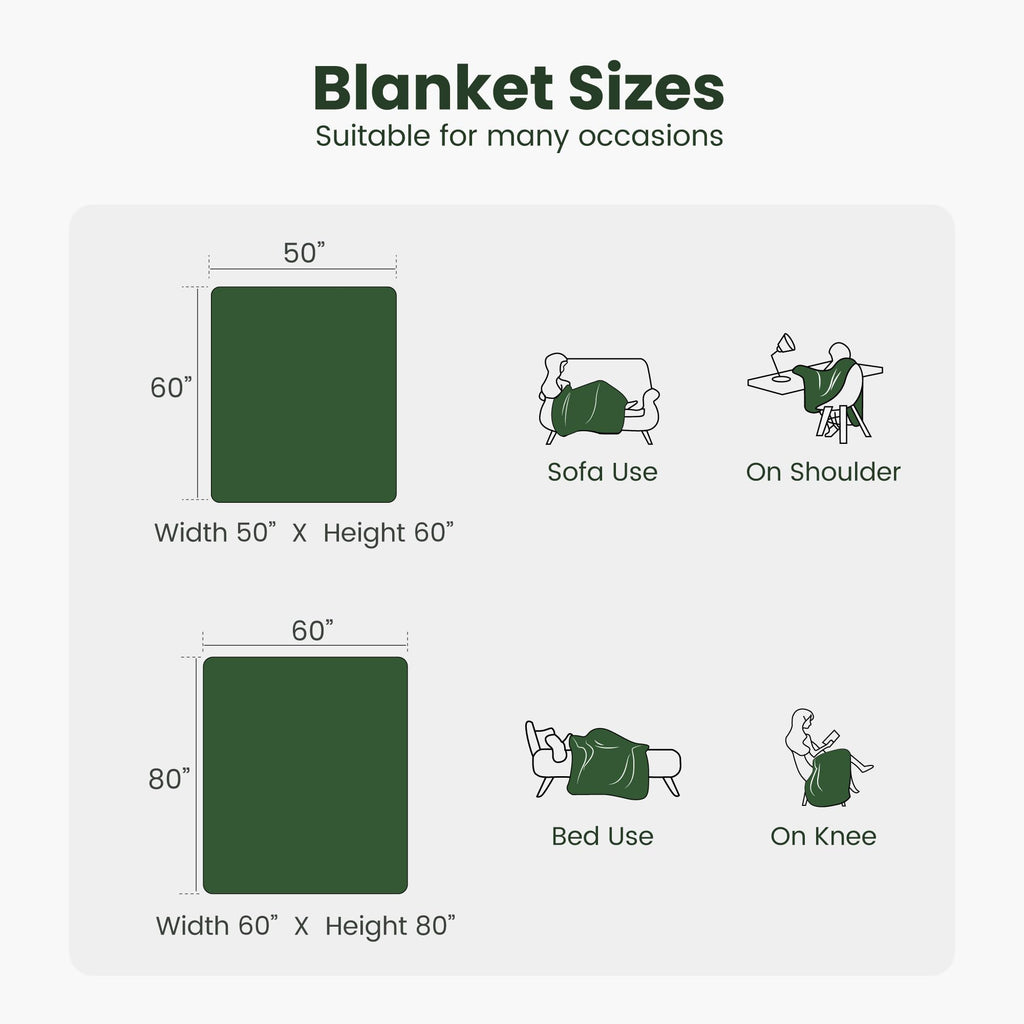 Green Sherpa Plaid Throw Blanket Dual-Sided, 50" x 60"