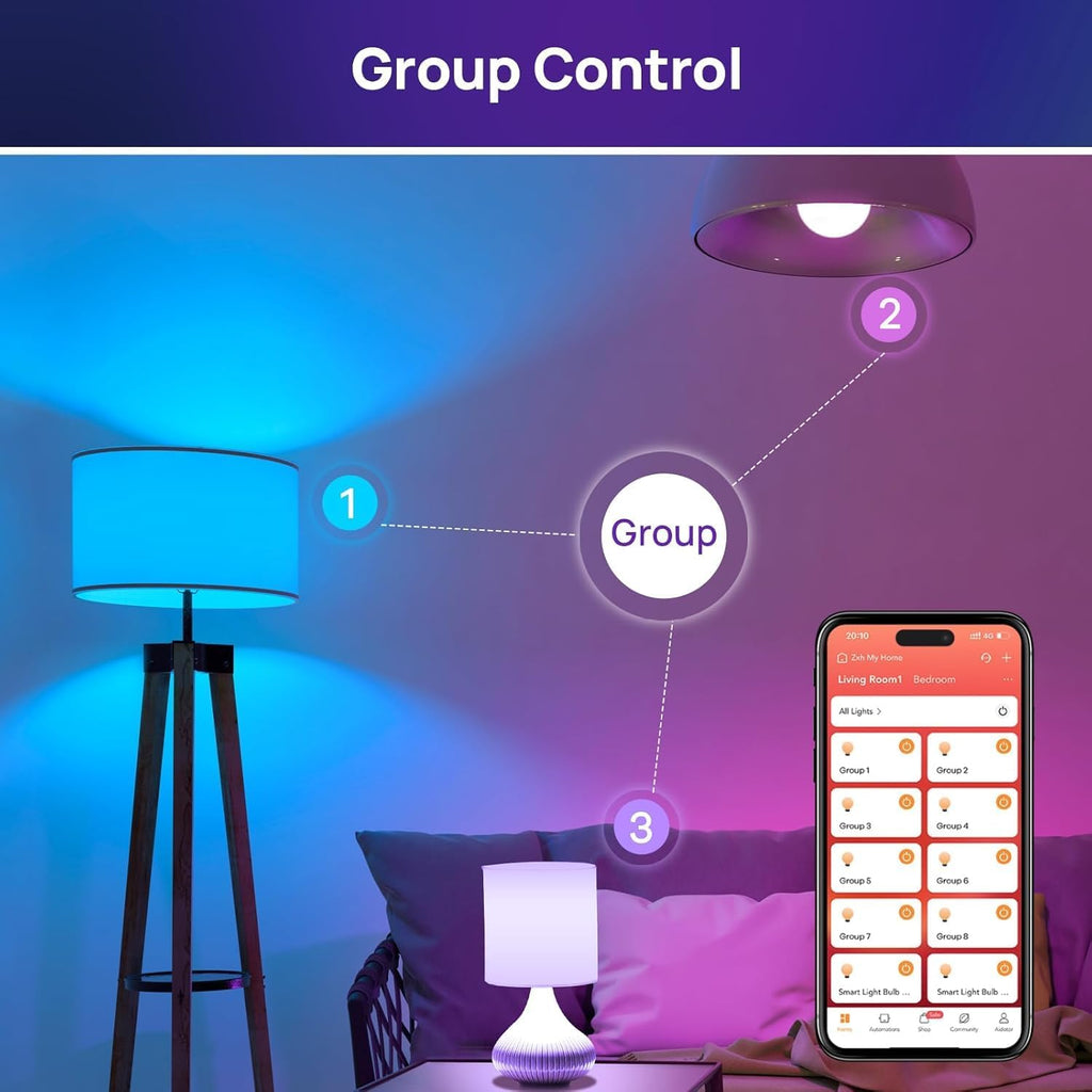 A19 Smart Light Bulbs, 800 Lumens, 6-Pack