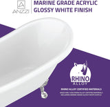 Clawfoot Series One Piece Belissima Double Slipper Acrylic Tub in White|69.29 in. L x 28.35 in. W x 30.12 in. H |