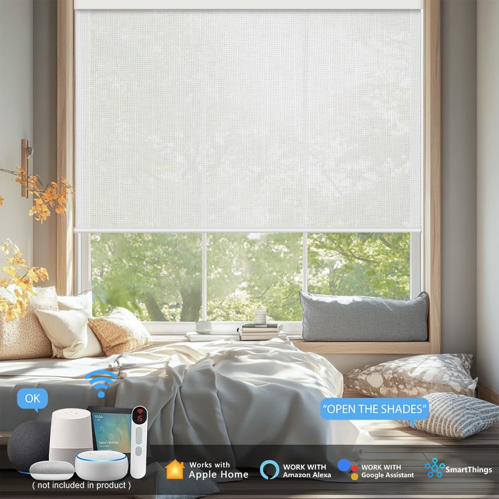 Motorized Blinds with Remote, Light Filtering, Voice Controlled