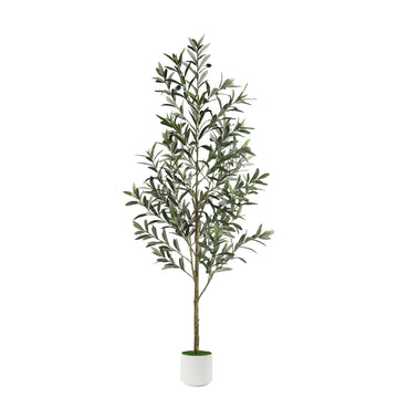 4FT Faux Olive Tree with Fruits White Pot, Indoor Home Decor