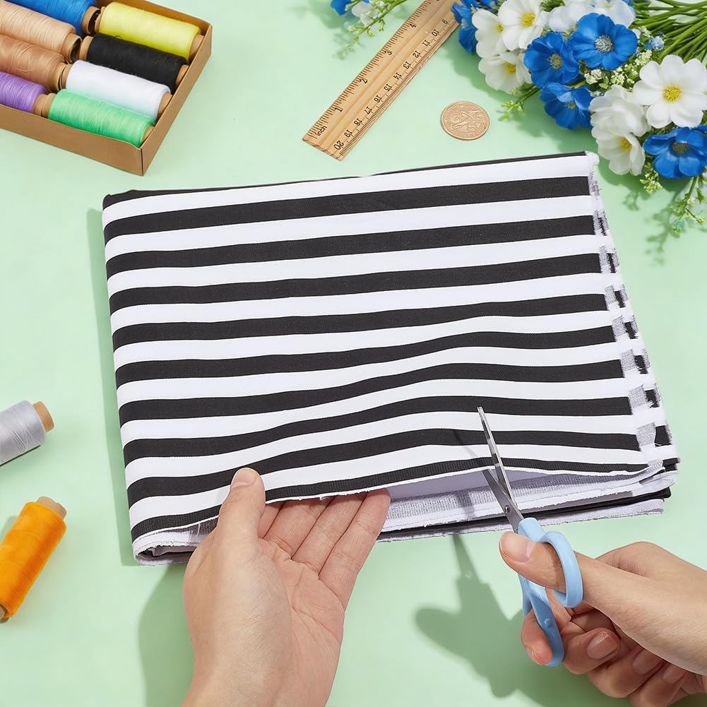 Striped Cotton Fabric 63x39.3 Inch Black White Stripe Fabric Stripes Sewing Fabrics Striped Printed Fabrics for