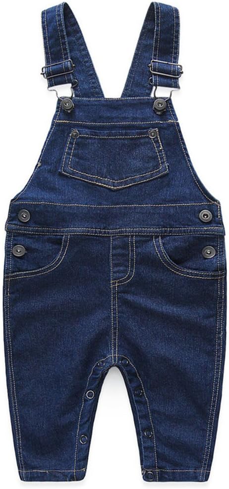 Cute Baby Boys Clothes Toddler Jumpsuit Rompers Jean Overalls Set with Stripe T-Shirt