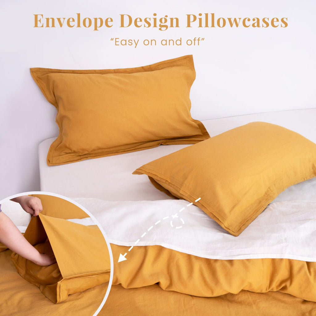 French Linen Duvet Cover Queen Size-3 Piece Linen Cotton Mix Bedding Set (90"x92") Comforter Cover, Stonewashed