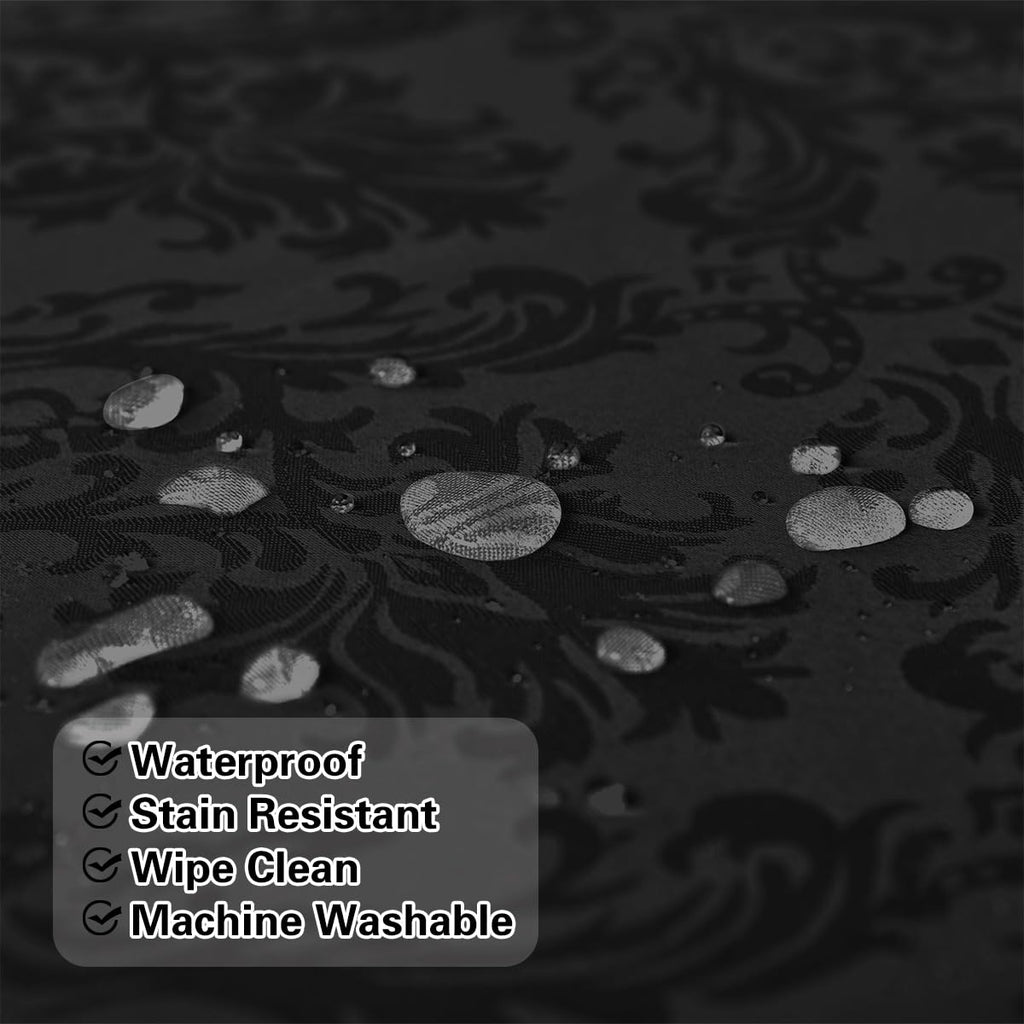 Black Tablecloth Rectangle 60x120 Inch Floral Jacquard