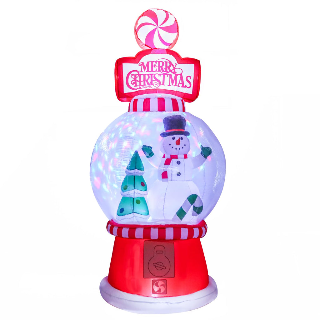 Christmas Inflatable Outdoor Snow Globe Decor with Rotatable Light