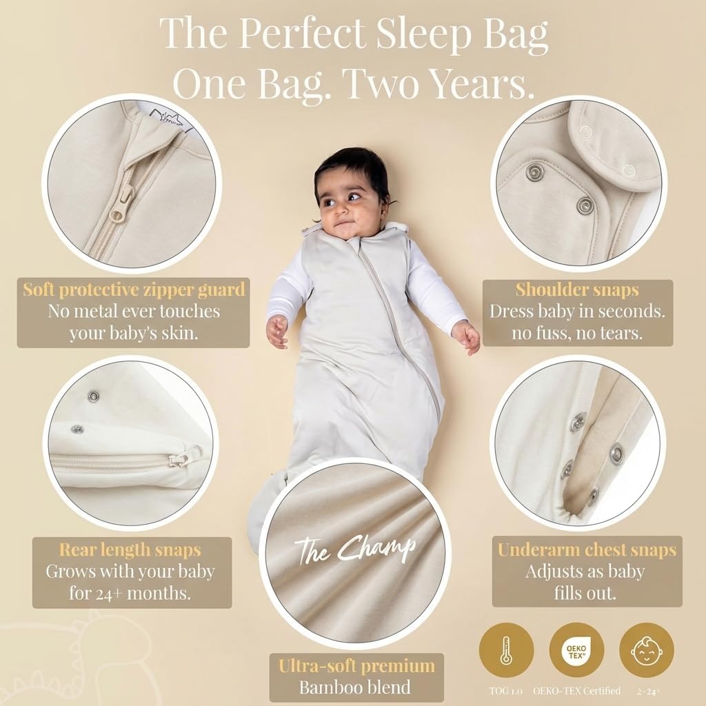 The Champ Bamboo Rayon Adjustable Baby Sleep Sack 1.0 TOG