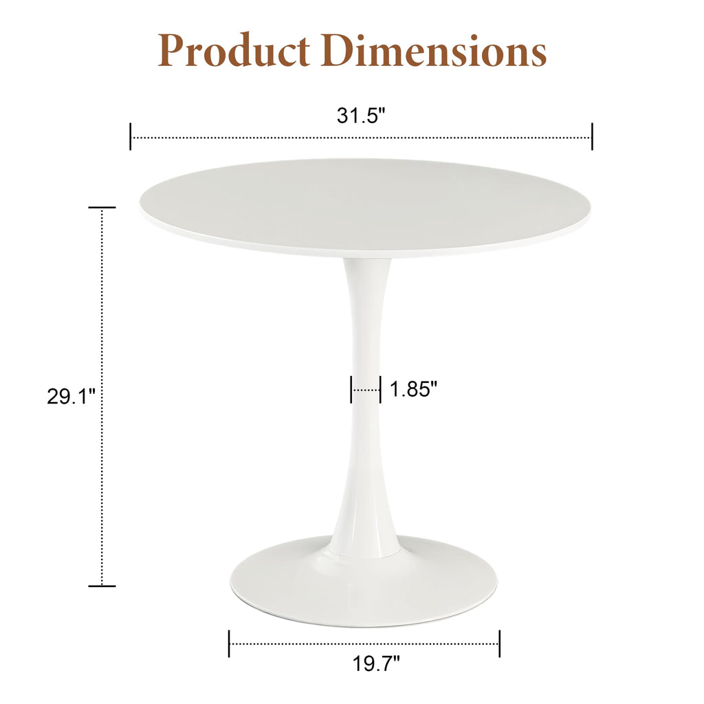 Inspired Saarinen Style 31.5" Modern Round Table, Tulip Base, Dining Coffee Table, White