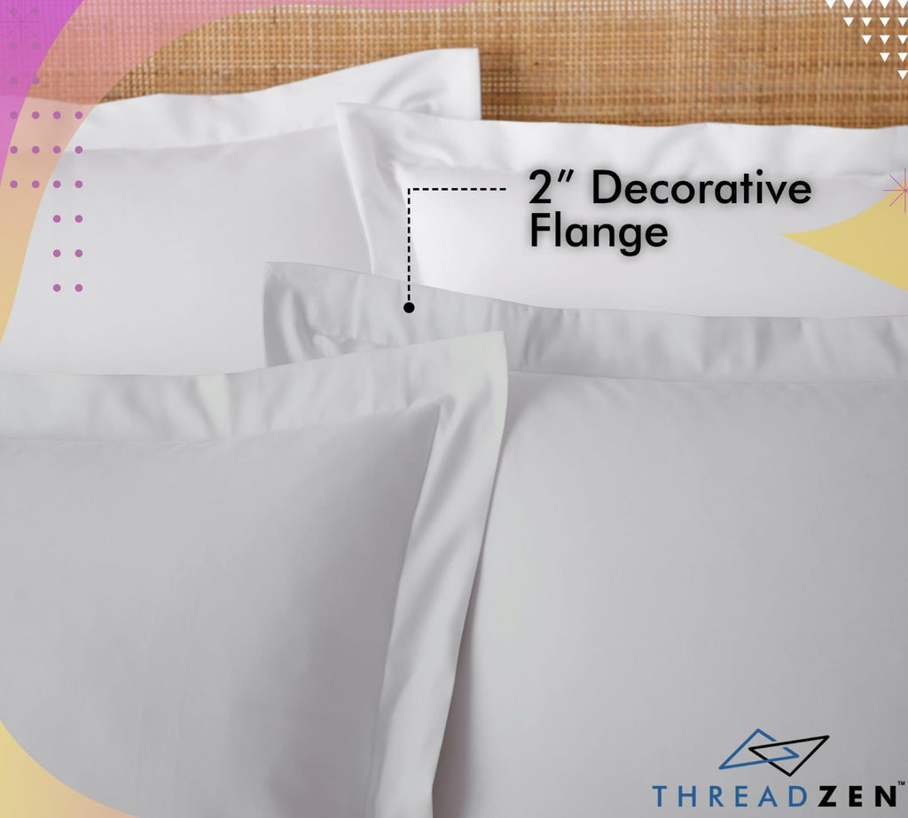 King Pillow Shams 20x36, Set of 2, 100% Egyptian Cotton, Silver Grey
